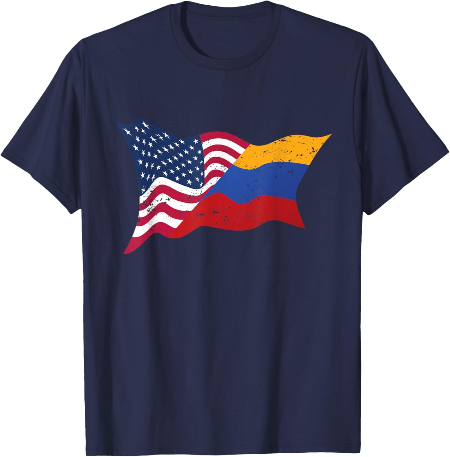 Colombia Dual Citizen American USA Flag Colombian Gift T-Shirt - T-Shirt | Navy