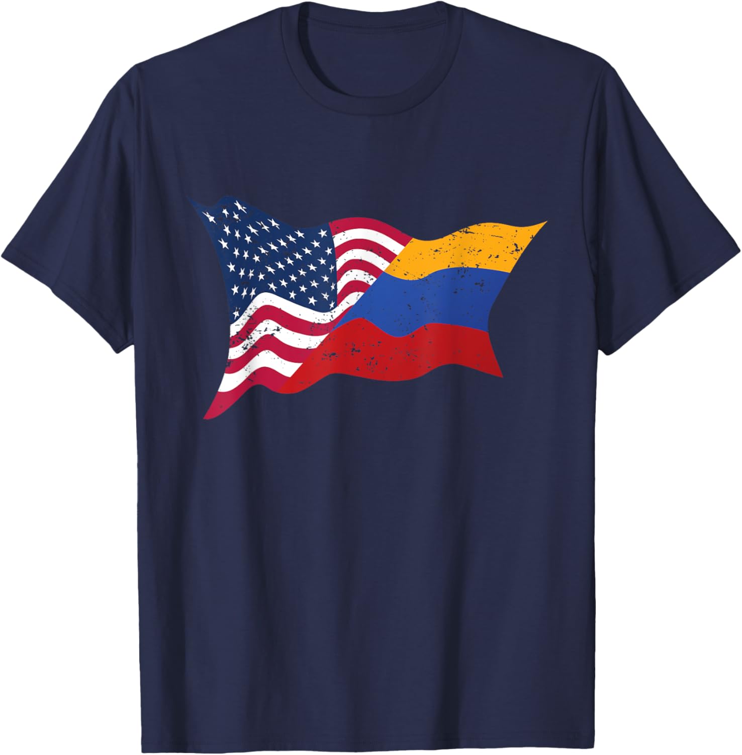Colombia Dual Citizen American USA Flag Colombian Gift T-Shirt - T-Shirt | Navy