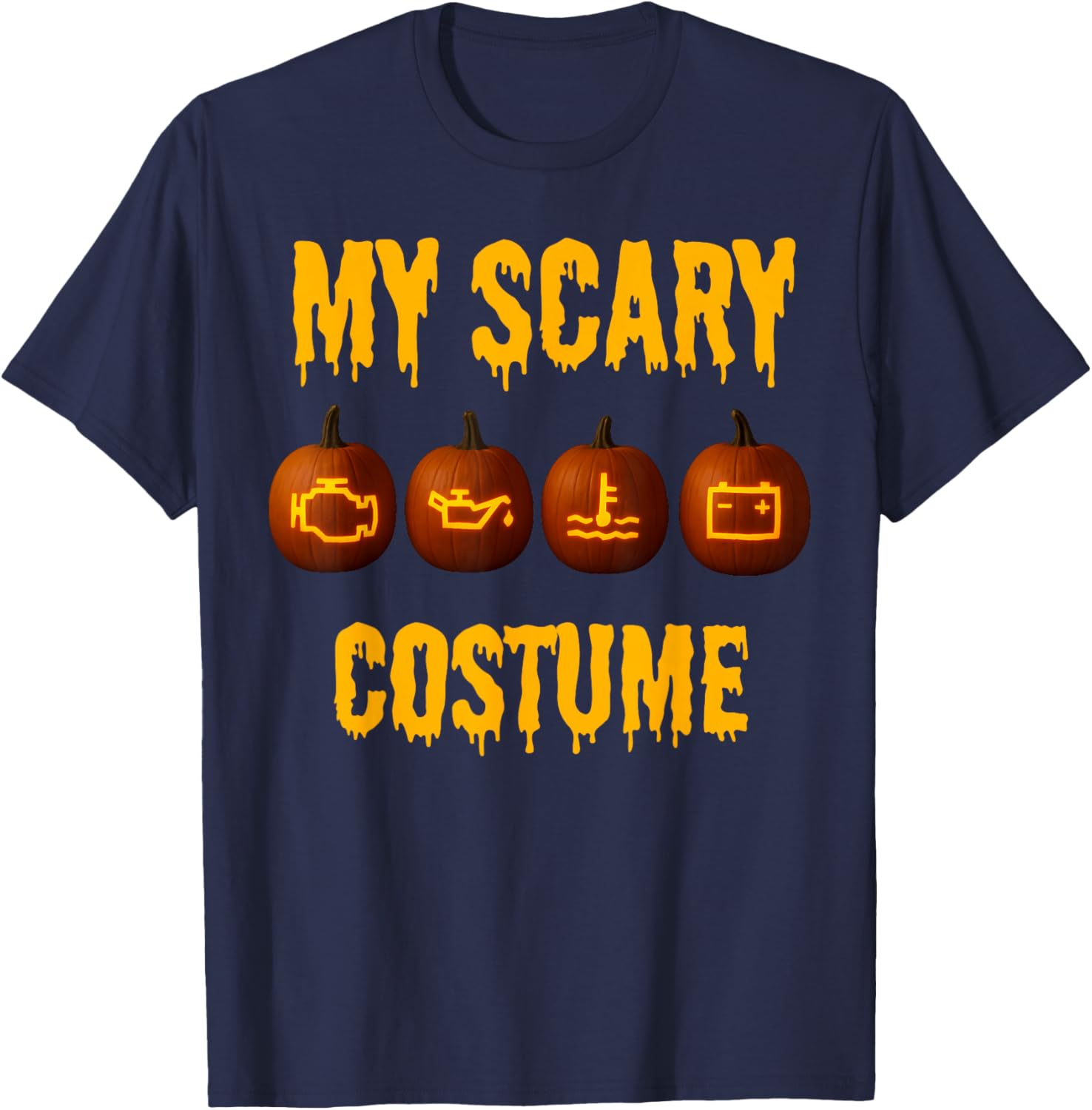 Halloween Car Warning Lights Scary Costume T-Shirt - T-Shirt | Navy