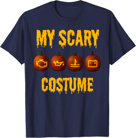 Halloween Car Warning Lights Scary Costume T-Shirt - T-Shirt | Navy