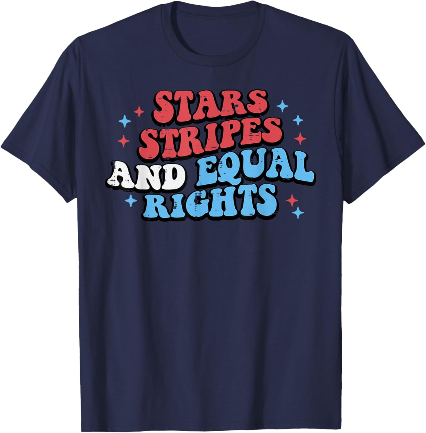 4th of July Stars Stripes Equal Rights Retro Men Women Kids T-Shirt - T-Shirt | Navy