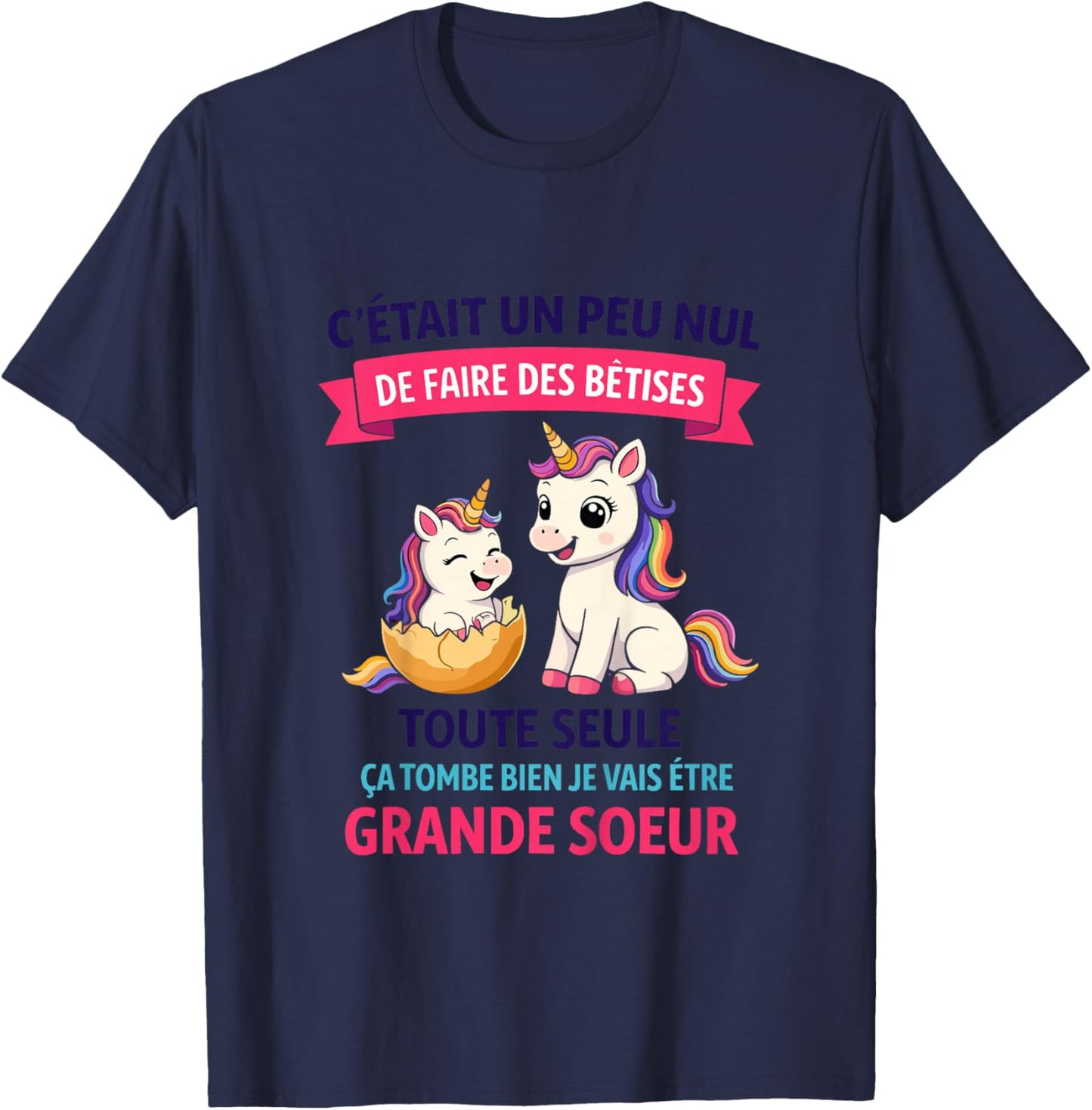 Child Announcement Pregnancy Big Sister Nonsense Future Big Sister T-Shirt - T-Shirt | Navy