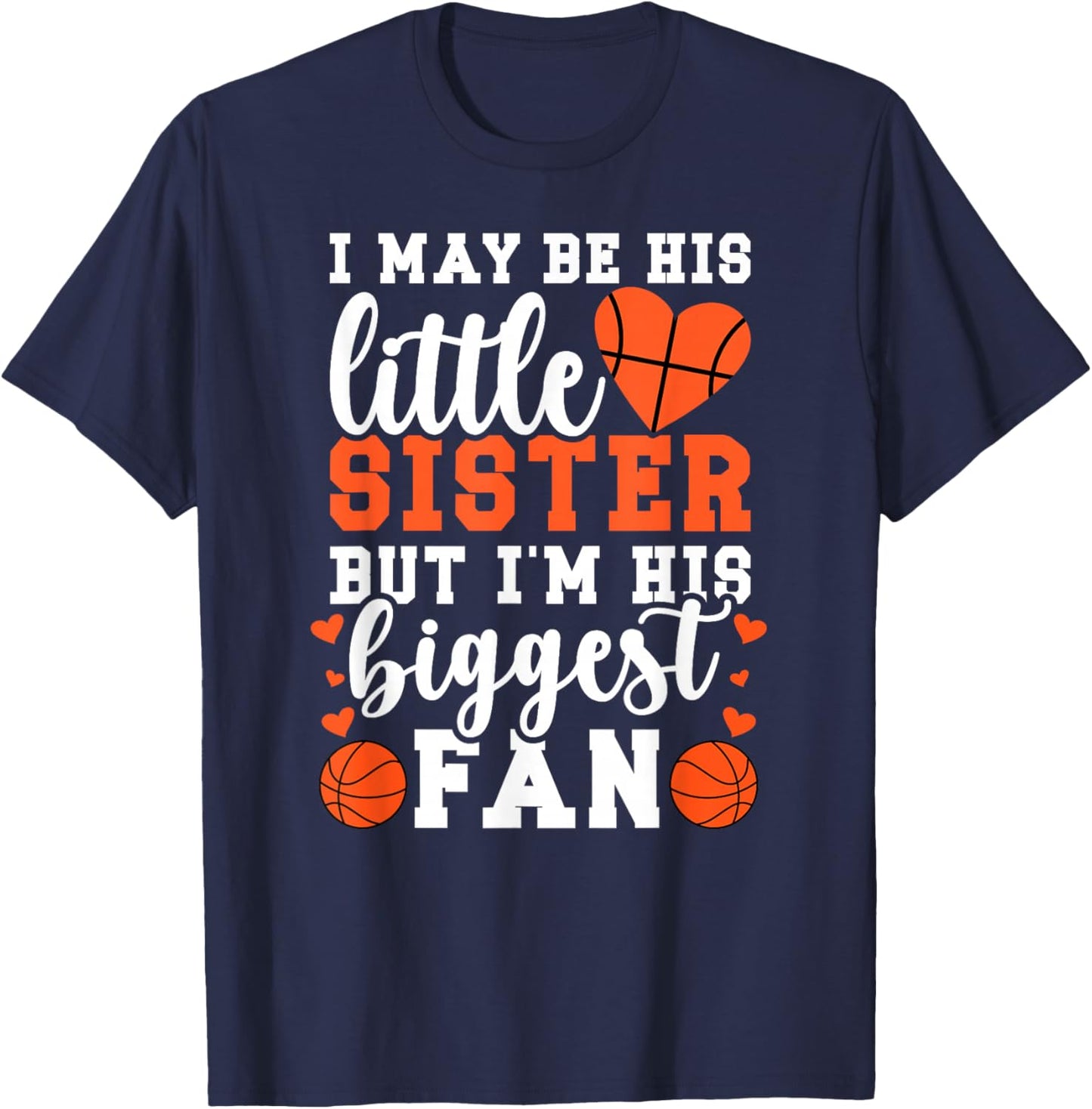 Little Sister Basketball Sister Of A Basketball Player T-Shirt - T-Shirt | Navy