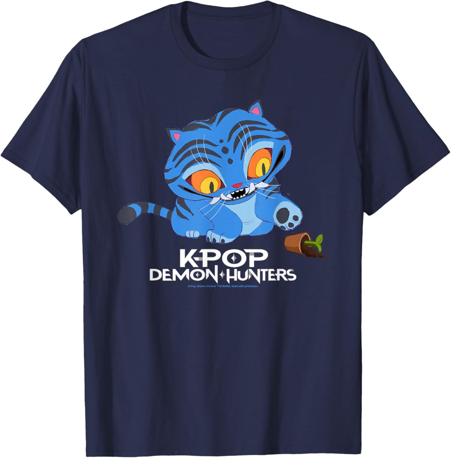 KPop Demon Hunters Cute Derpy Officially Licensed T-Shirt - T-Shirt | Navy