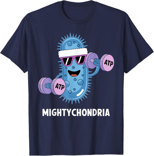Mightychondria Funny Science Gym ATP Biology Workout T-Shirt - T-Shirt | Navy