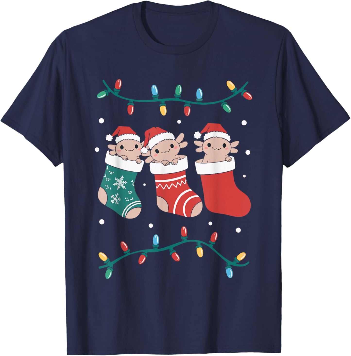 Axolotl Christmas T-Shirt - T-Shirt | Navy