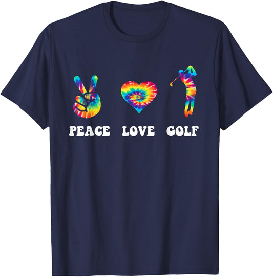 Peace Love Golf Funny Tie Dye Golf Lovers T-Shirt - T-Shirt | Navy