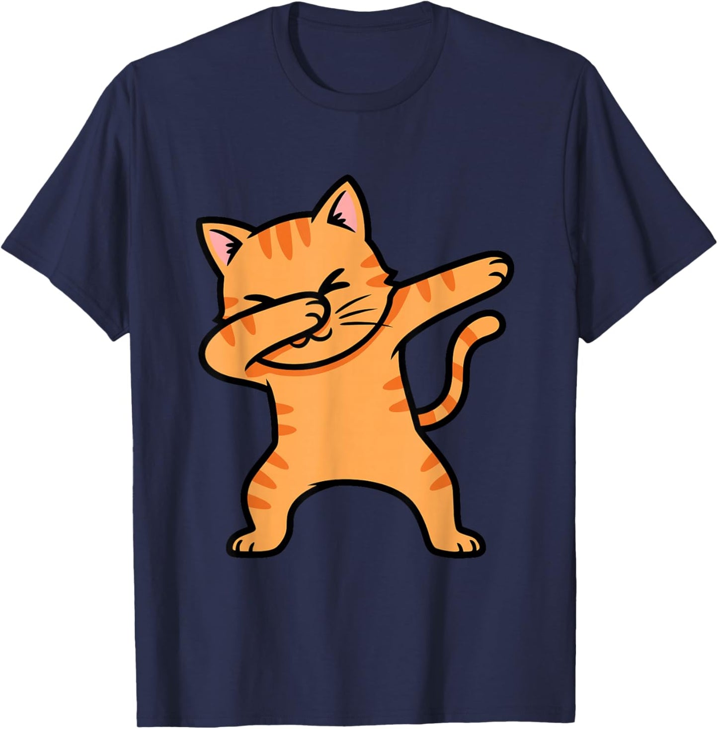 Orange Tabby Cat Dabbing T-Shirt - T-Shirt | Navy