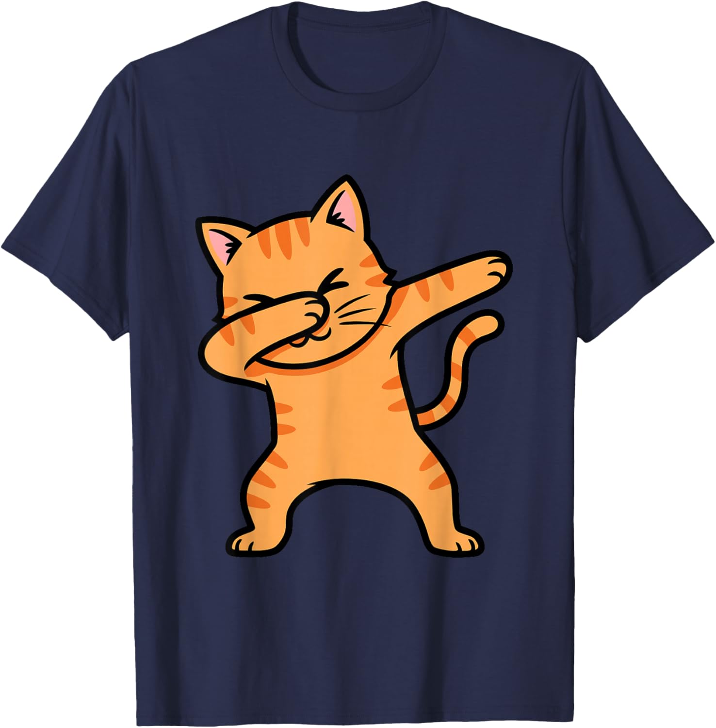 Orange Tabby Cat Dabbing T-Shirt - T-Shirt | Navy