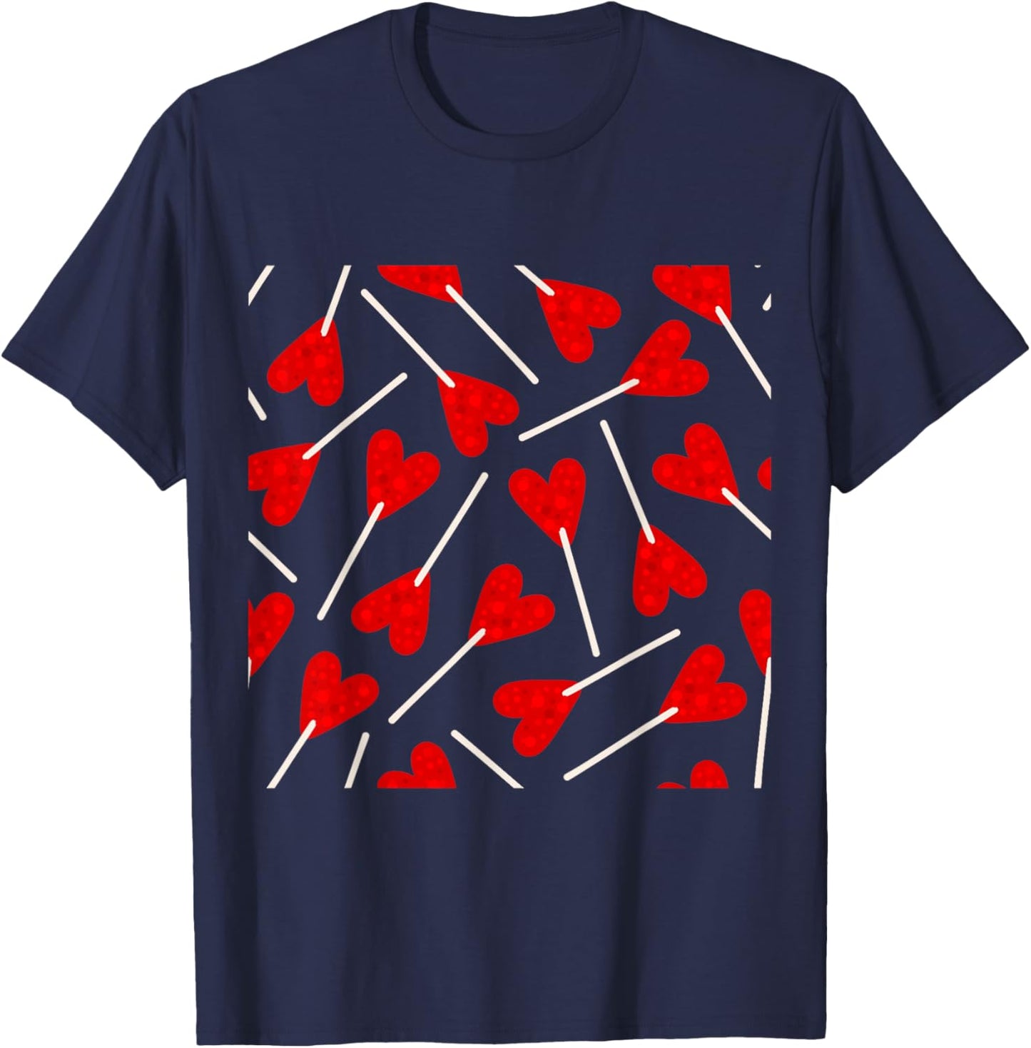Mignon Rouge en Forme de Coeur Sucette Bonbon Saint Valentin Kawaii T-Shirt - T-Shirt | Navy