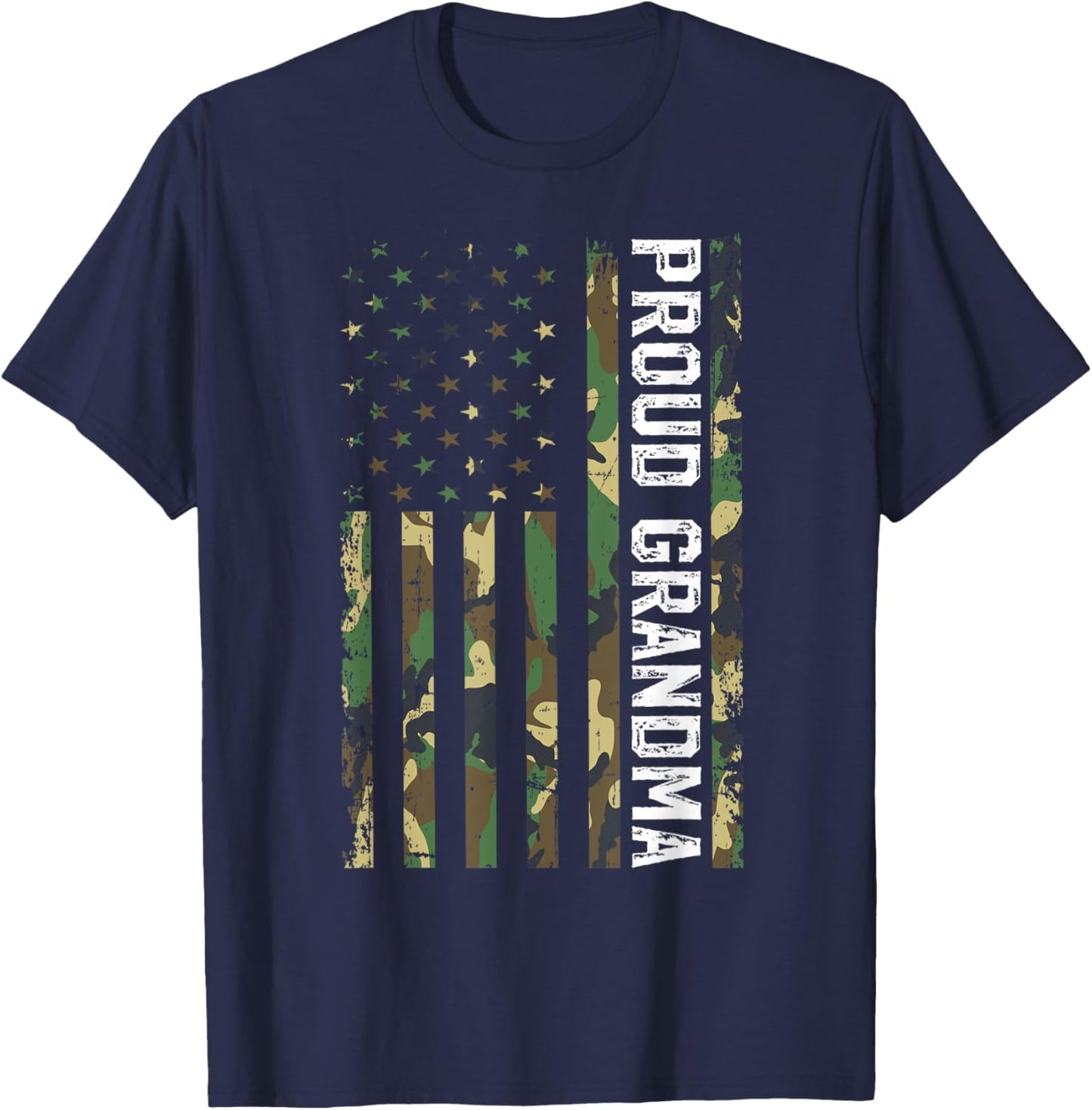 Proud Grandma Of A Soldier Grandma Military Grandma US Flag T-Shirt - T-Shirt | Navy