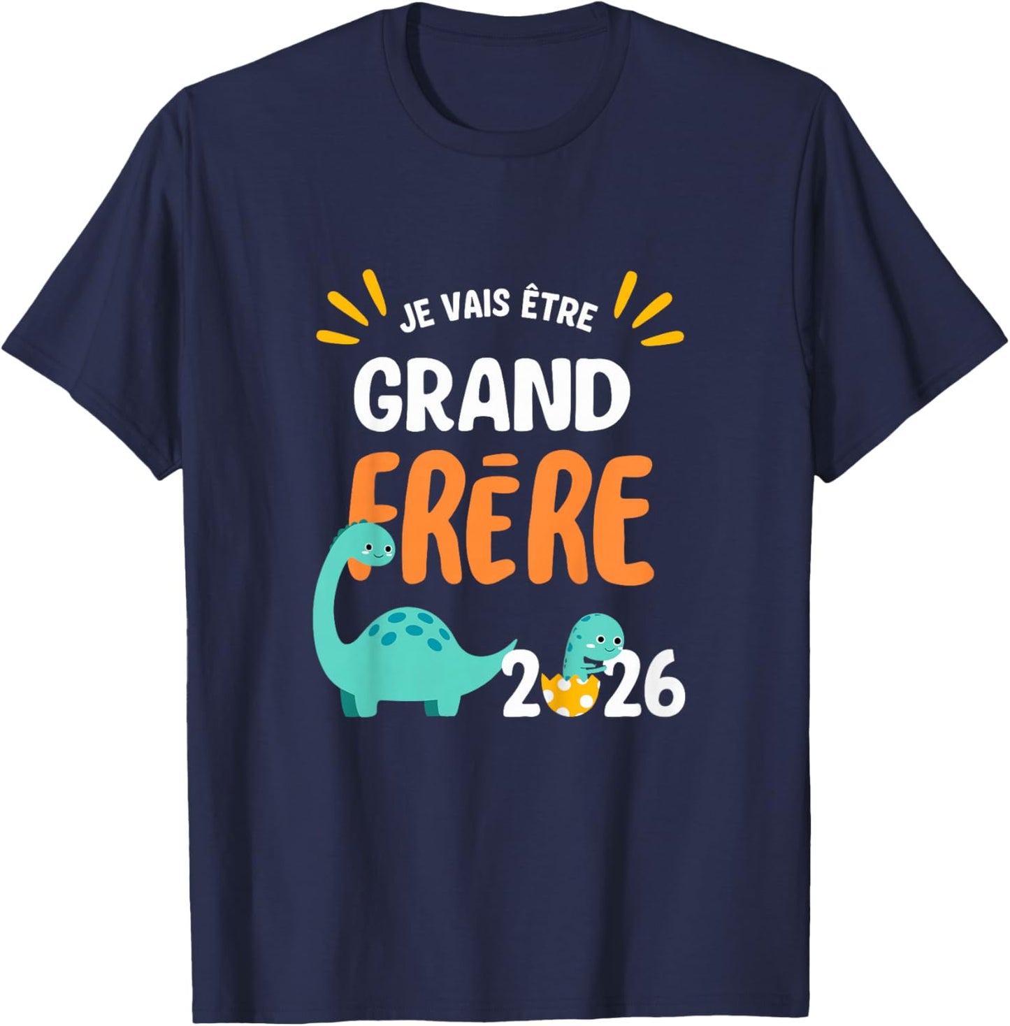 Kids I Will Be Big Brother 2026 Dinosaur Future Big Brother T-Shirt - T-Shirt | Navy