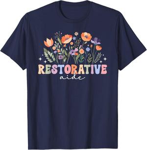 Groovy Restorative Aide Appreciation Restorative Aides T-Shirt - T-Shirt | Navy