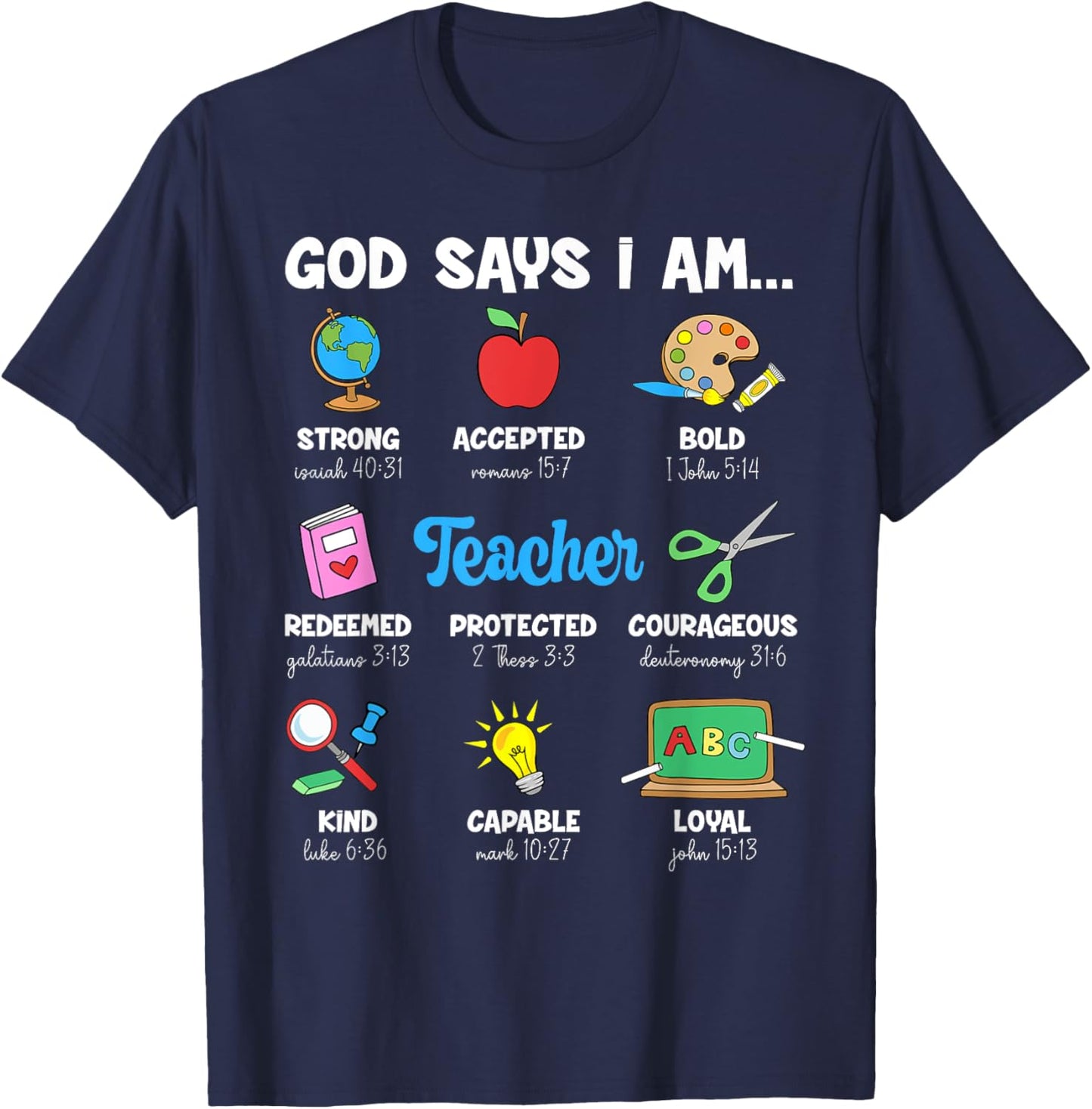 Funny God Says Im Teacher Christian Back To School Religious Men Women T-Shirt - T-Shirt | Navy