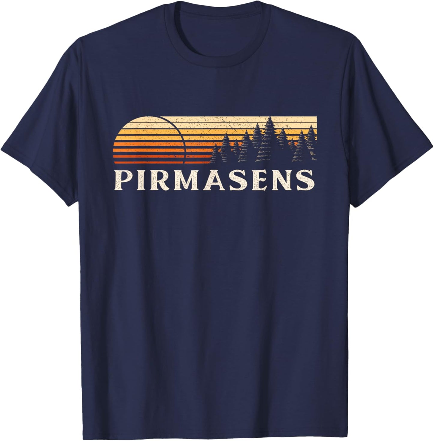 Pirmasens, Germany Evergreen Vintage Sunset T-Shirt - T-Shirt | Navy
