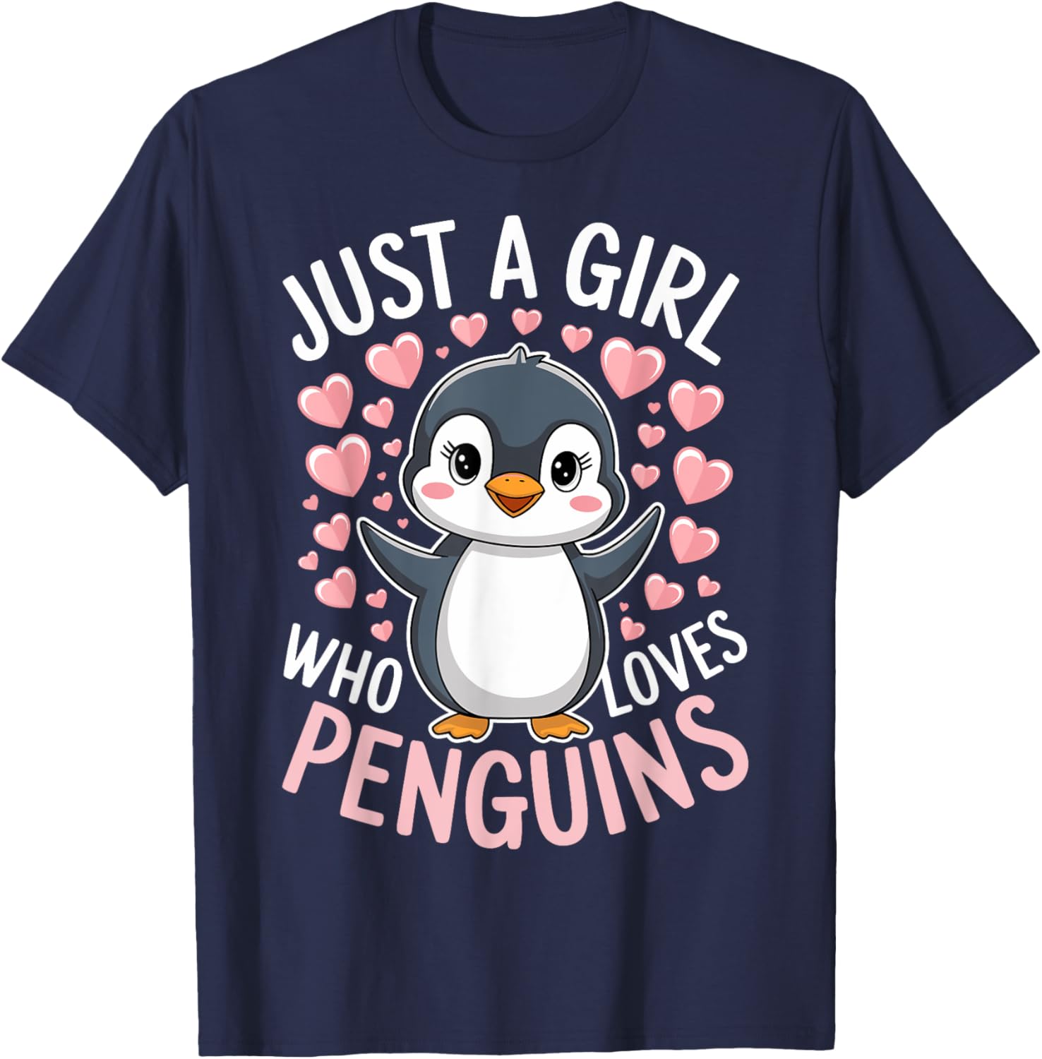Penguins Animal Just A Girl Who Loves Penguin T-Shirt - T-Shirt | Navy