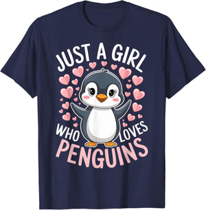 Penguins Animal Just A Girl Who Loves Penguin T-Shirt - T-Shirt | Navy