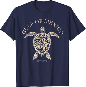 Vintage Sea Turtle Gulf of Mexico Est 1550 Anti Trump T-Shirt - T-Shirt | Navy