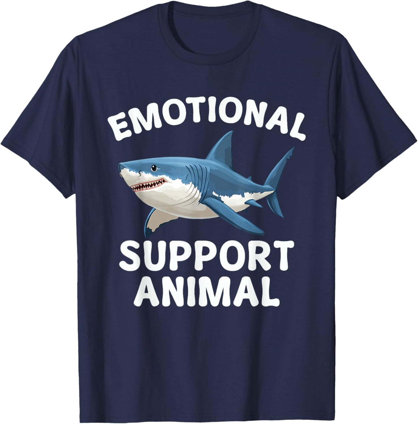 Emotional Support Animal Funny Scary Shark T-Shirt - T-Shirt | Navy