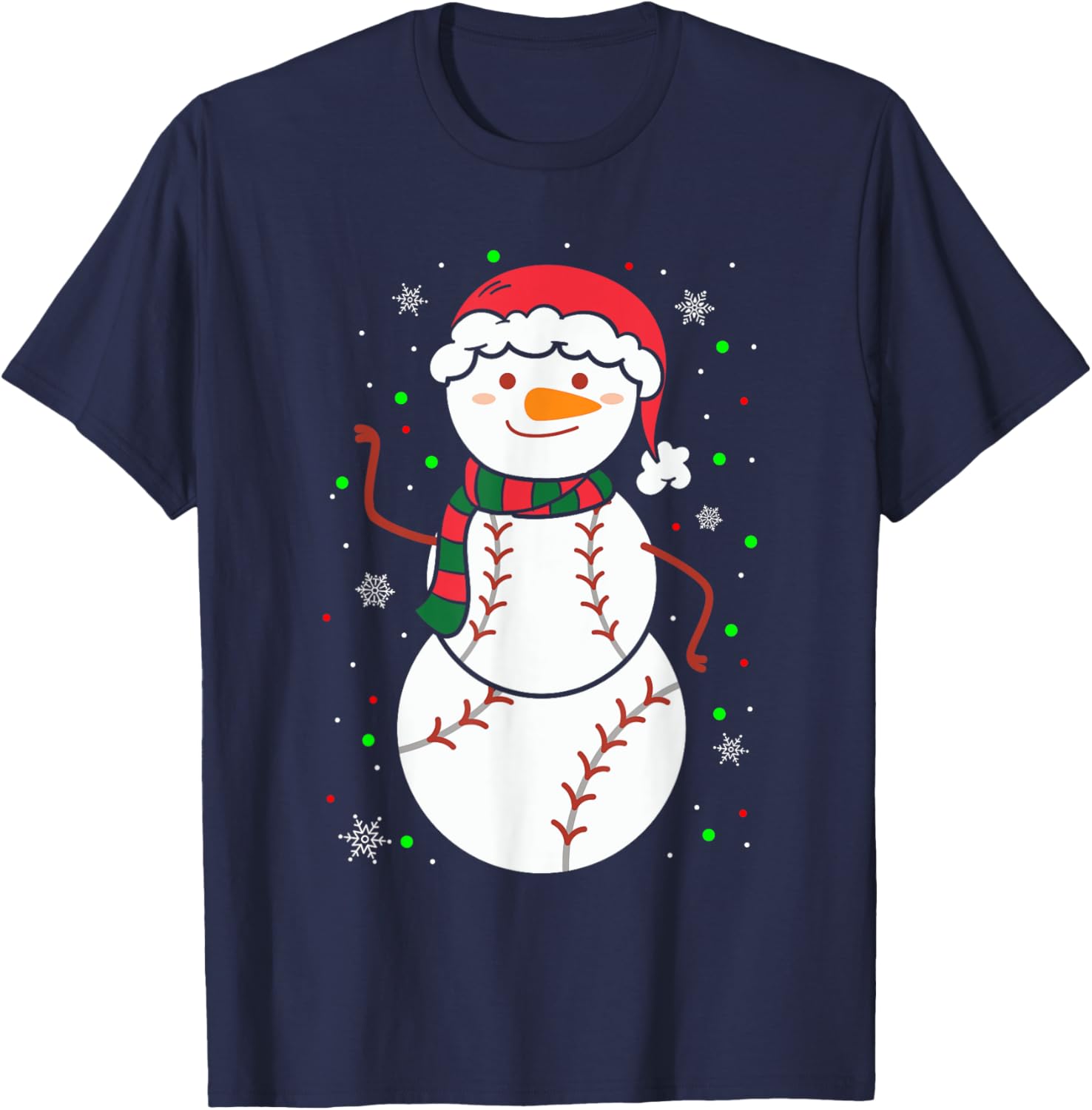 Christmas Baseball Snowmans Balls Snow Xmas Women T-Shirt - T-Shirt | Navy