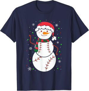 Christmas Baseball Snowmans Balls Snow Xmas Women T-Shirt - T-Shirt | Navy