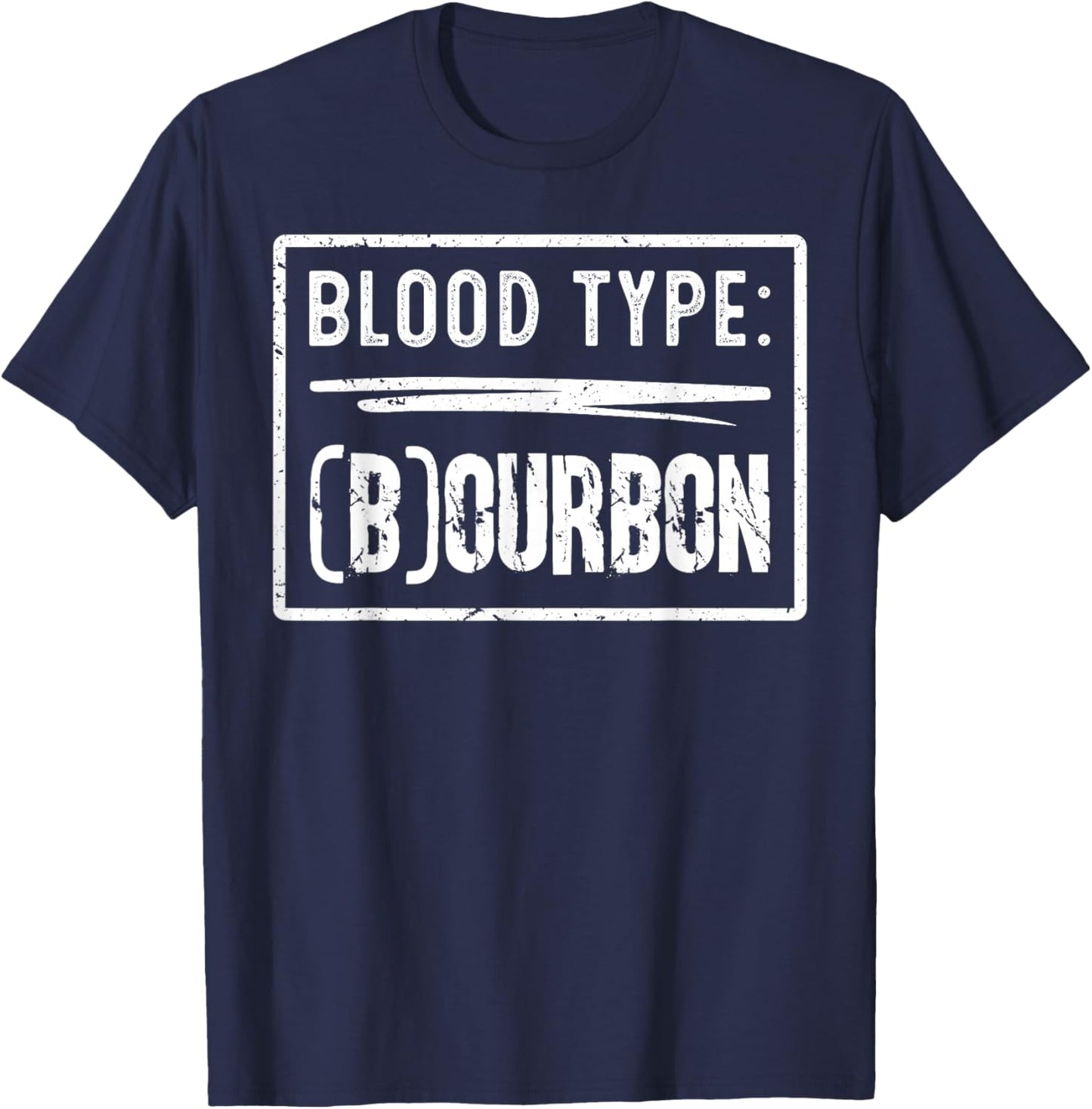 My Blood Type is Bourbon Retro Funny Drinking Humor T-Shirt - T-Shirt | Navy