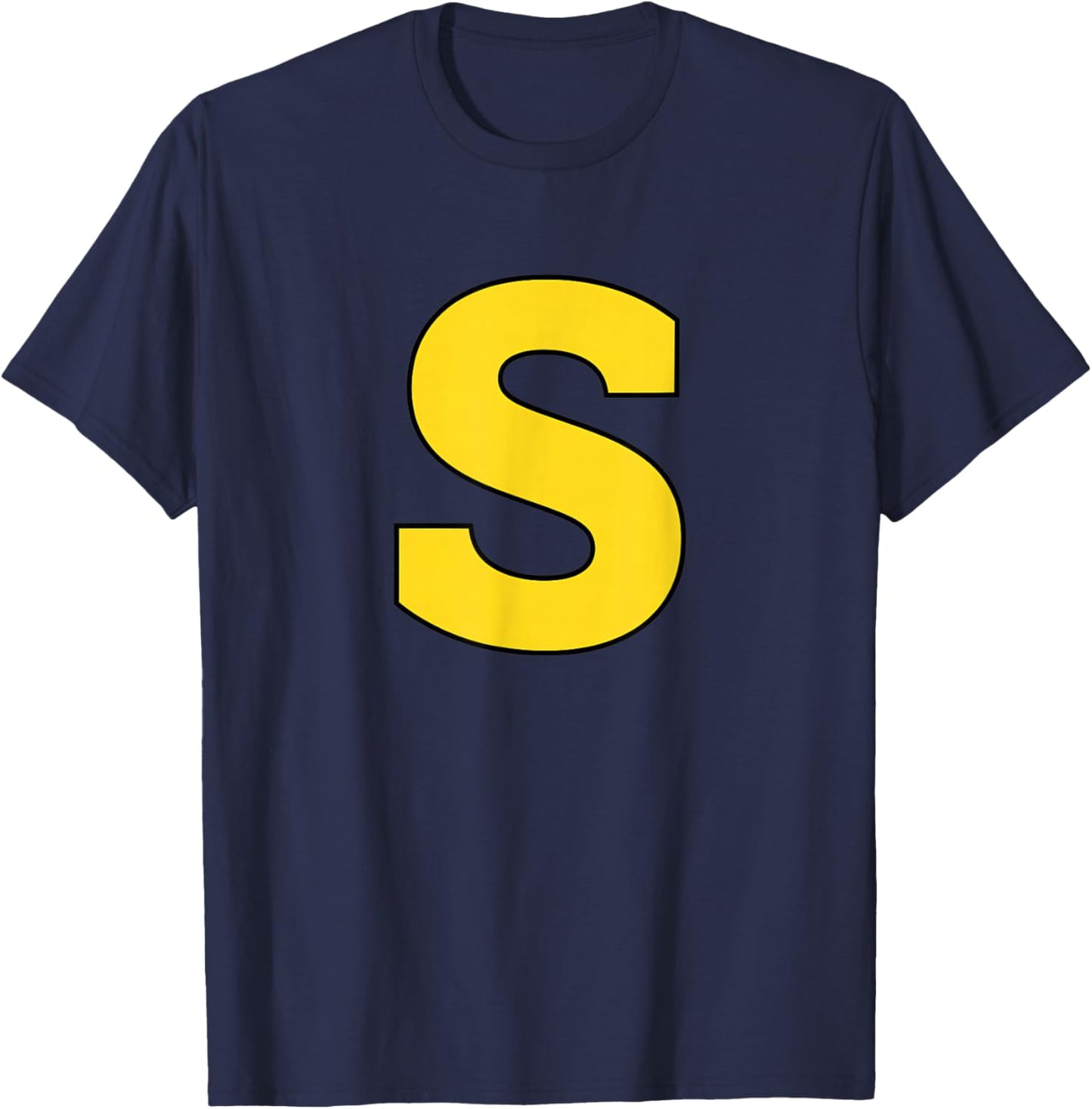 Halloween S Monogram Yellow Initial - Bold S Letter Spoo T-Shirt - T-Shirt | Navy