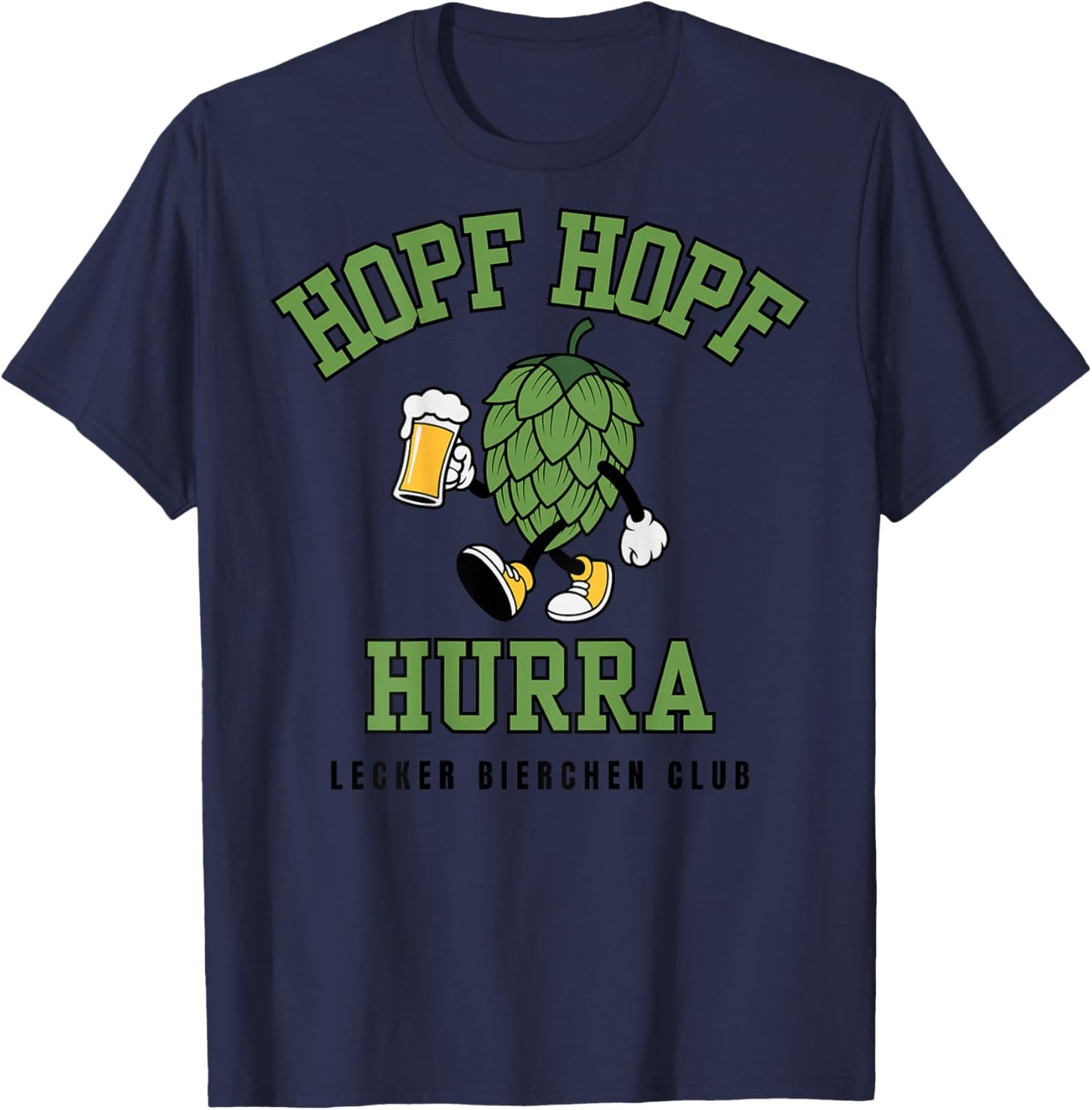 Hopf Hopf Hurra Lecker Bierchen Club Hopfen Malle Backprint T-Shirt - T-Shirt | Navy