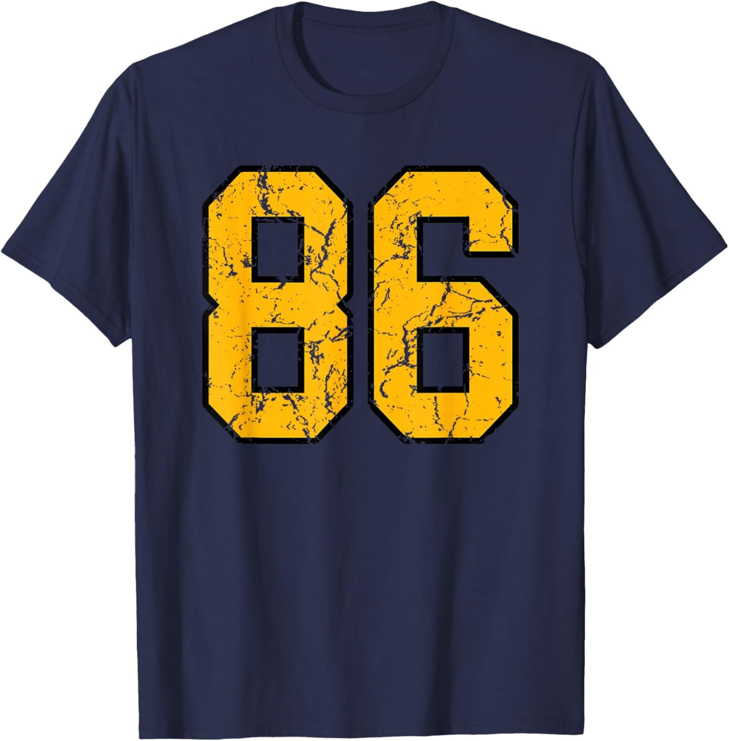 Gold and Black Sports Number 86 Jersey Uniform Player T-Shirt - T-Shirt | Navy