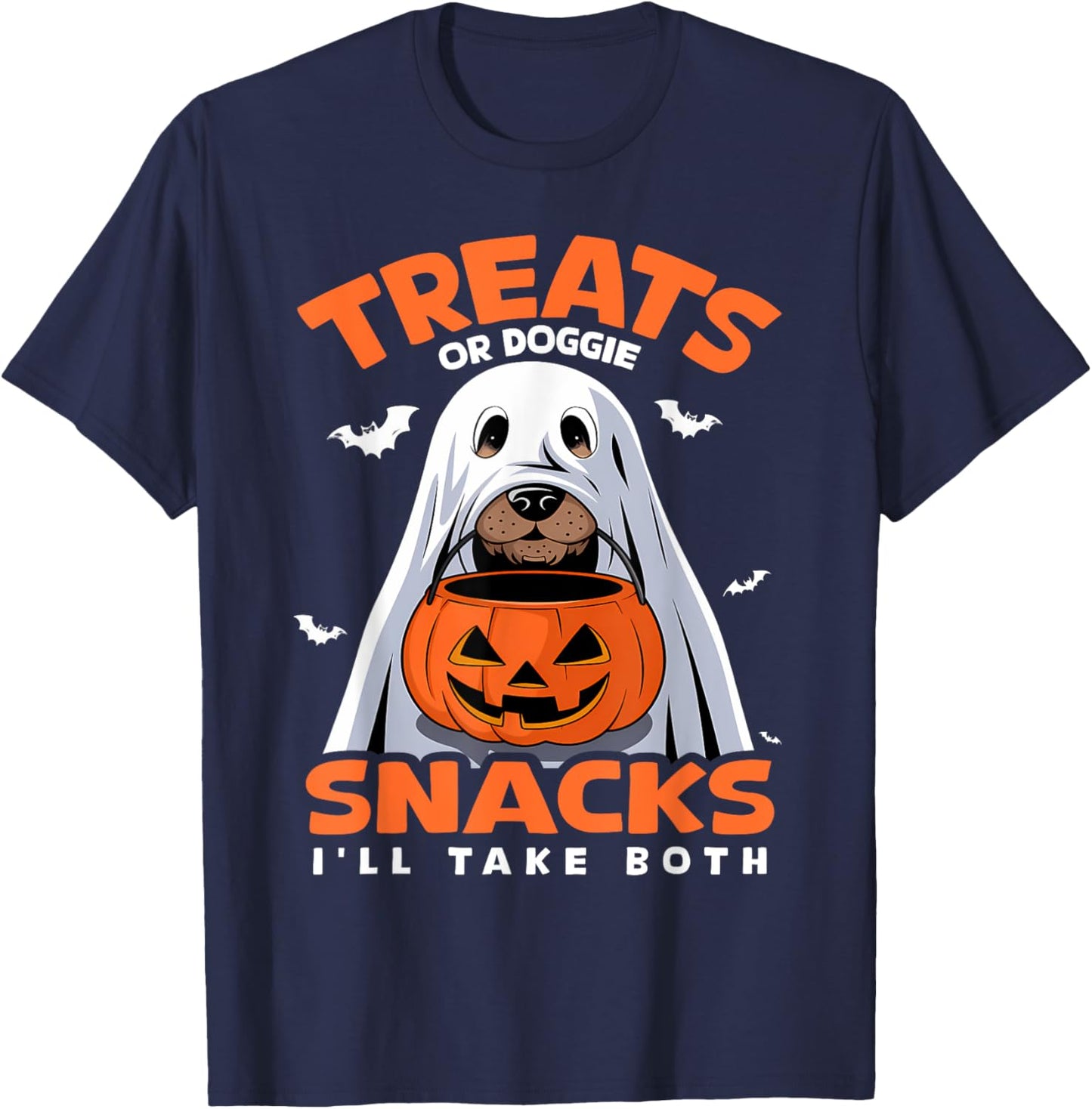 Treats or Doggie Snacks I'll Take Both Dog Costume Halloween T-Shirt - T-Shirt | Navy