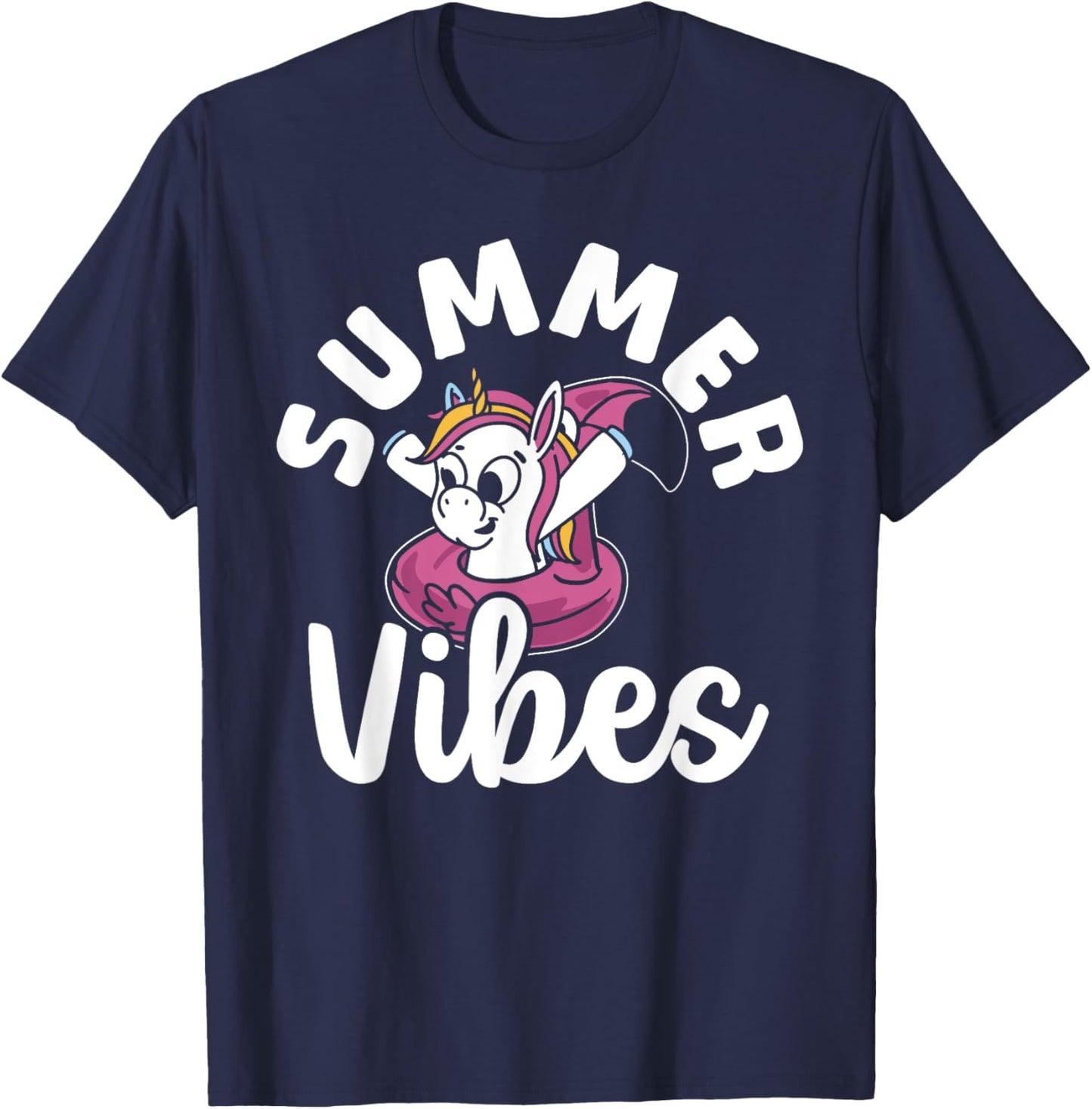 Pool Girl Unicorn Kids Summer Vibes Women Swimming Pool T-Shirt - T-Shirt | Navy