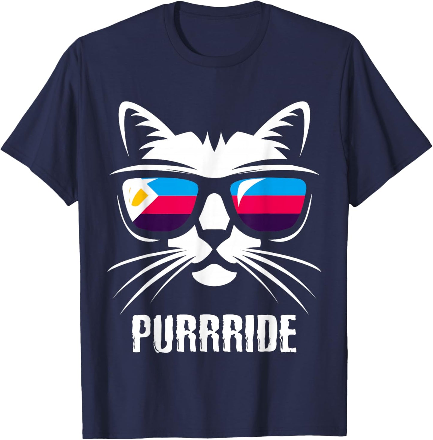 Polyamory Flag Funny Cat Polyamorous Pride T-Shirt - T-Shirt | Navy