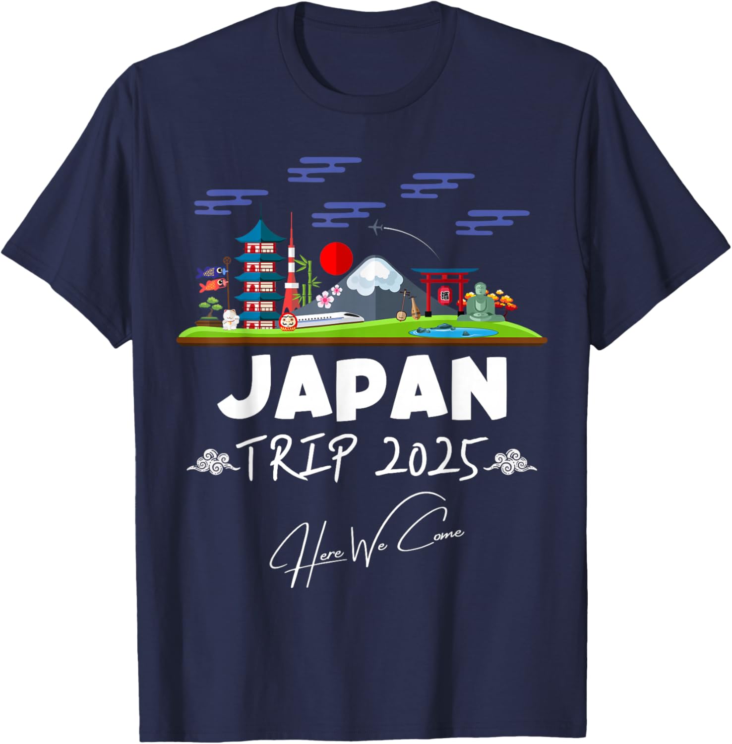 Japan Trip 2025 Here We Come Matching Team Travel Vacation T-Shirt - T-Shirt | Navy