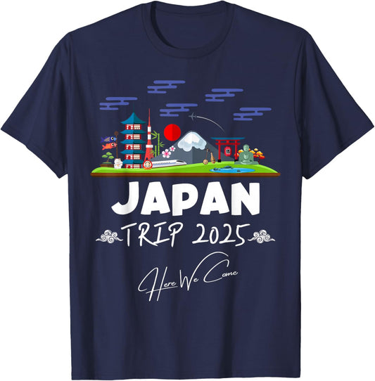 Japan Trip 2025 Here We Come Matching Team Travel Vacation T-Shirt - T-Shirt | Navy