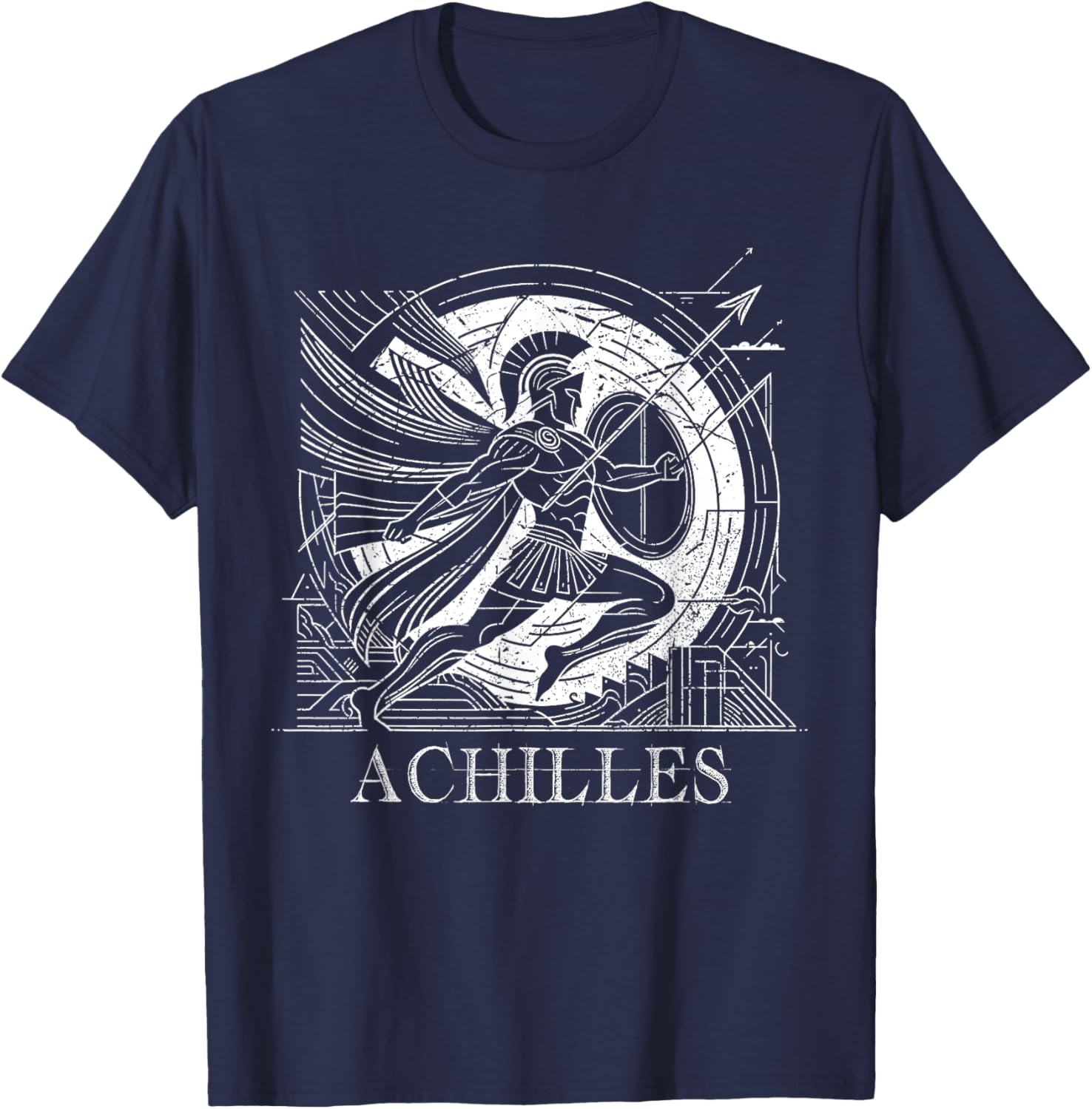 Achilles Greek Mythology, geometrical lines T-Shirt - T-Shirt | Navy