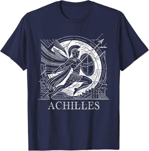 Achilles Greek Mythology, geometrical lines T-Shirt - T-Shirt | Navy