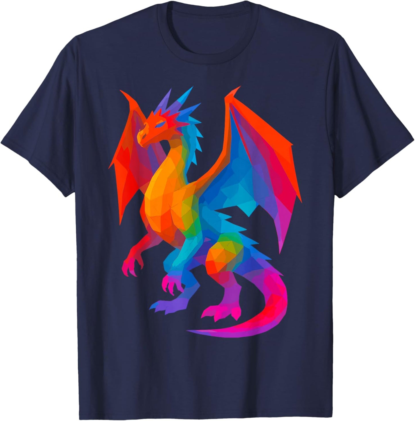Tie-Dye Geometric Dragon Psychedelic T-Shirt - T-Shirt | Navy