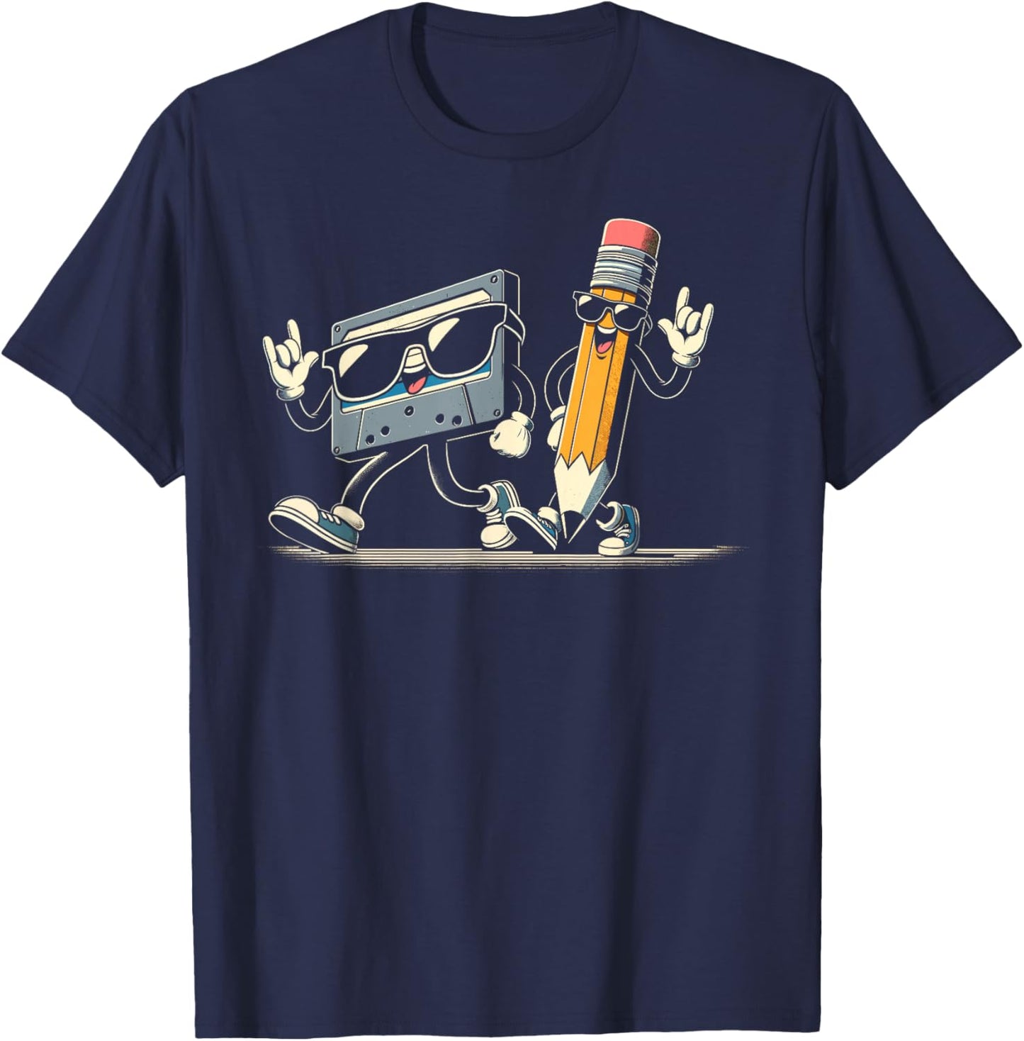 80s 90s Audio Cassette Tape Men Women Kids Funny Retro T-Shirt - T-Shirt | Navy
