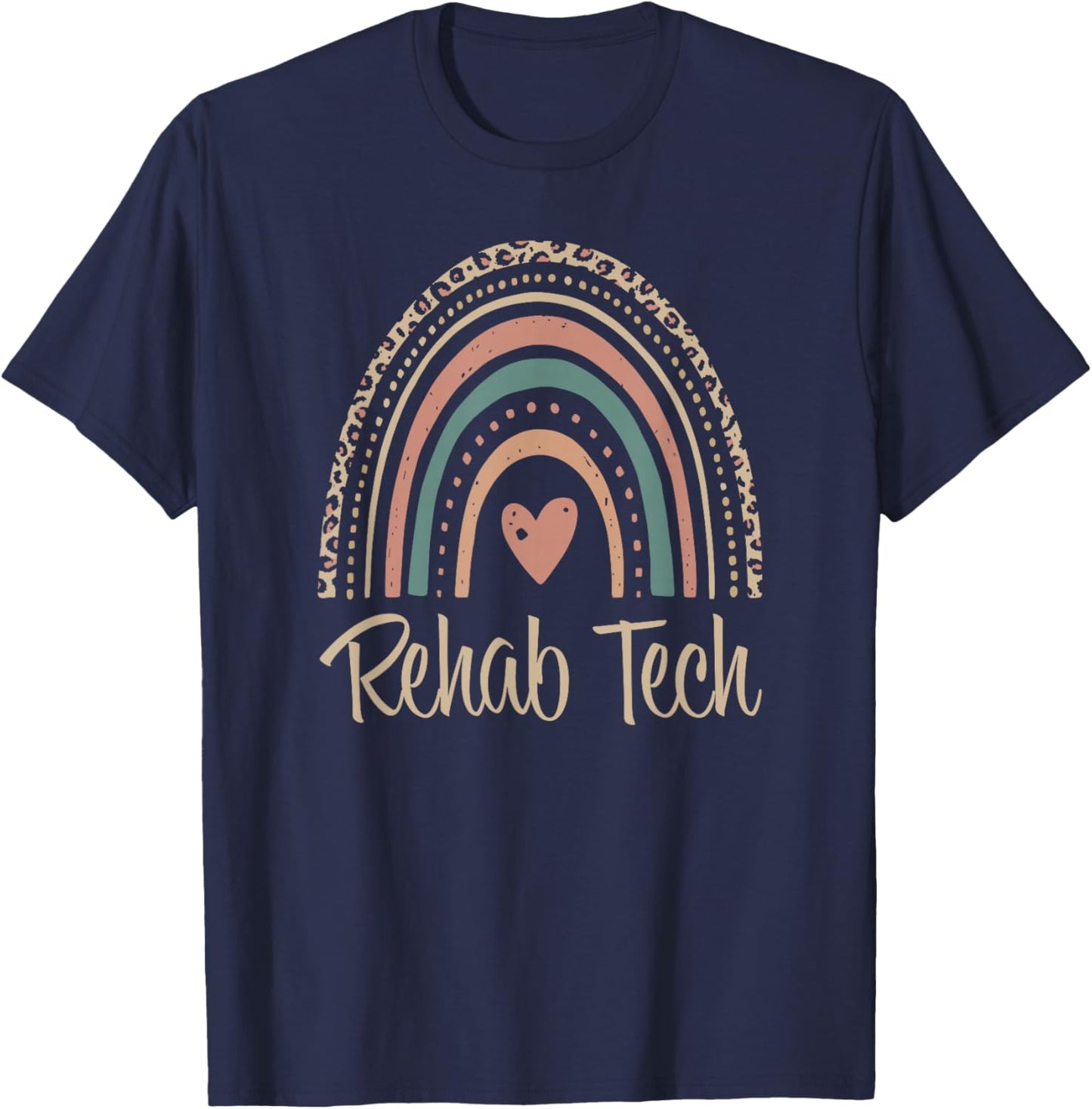 Rehab Tech Boho Rainbow Rehabilitation Technician T-Shirt - T-Shirt | Navy