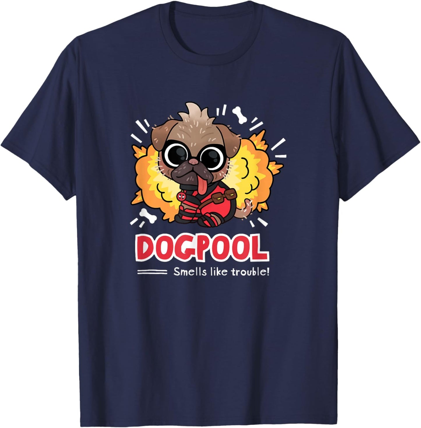 Marvel Studios Deadpool & Wolverine Chibi Dogpool Trouble T-Shirt - T-Shirt | Navy