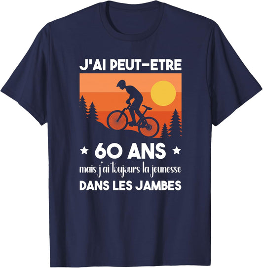 60 Ans Anniversaire Vélo Vintage Humour Cycliste Cyclisme Haut de Gamme T-Shirt - T-Shirt | Navy