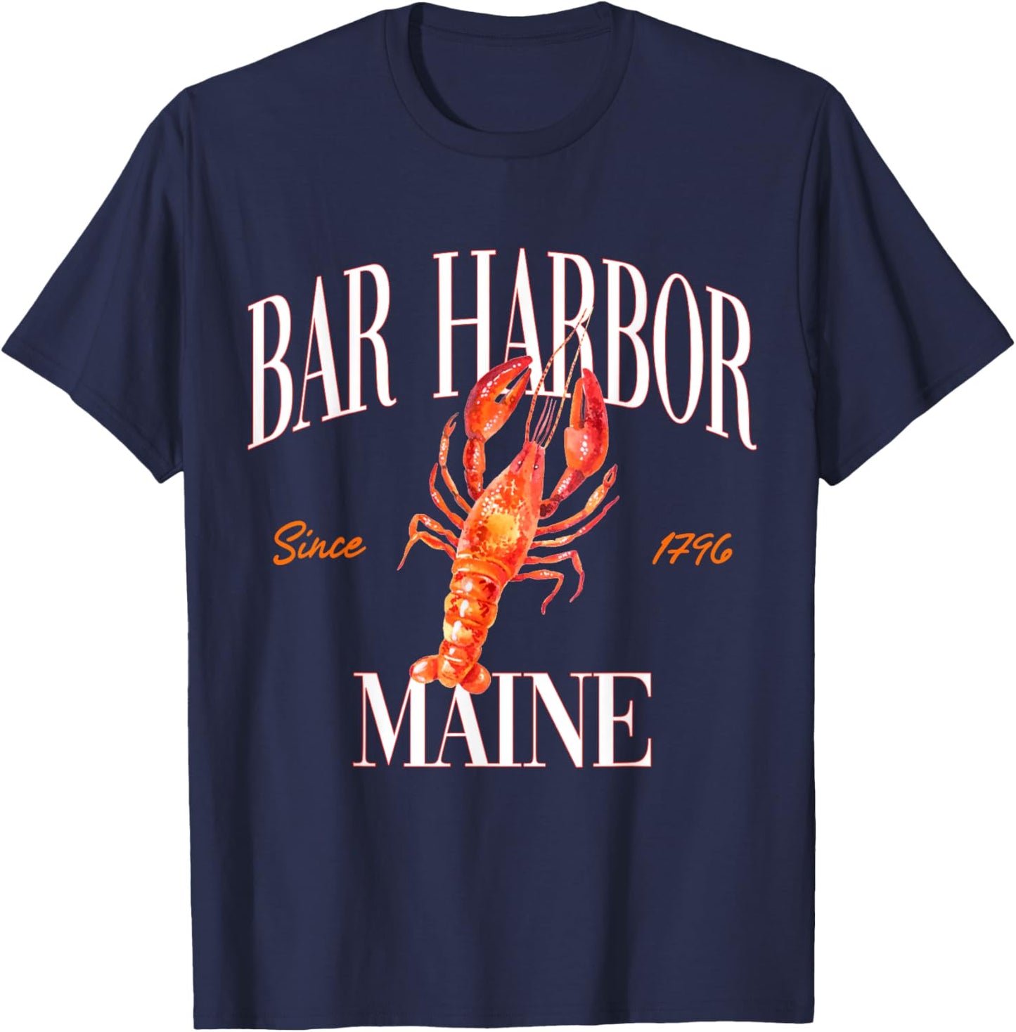 Bar Harbor Maine Est. 1796 Lobster Souvenir Vintage Retro T-Shirt - T-Shirt | Navy