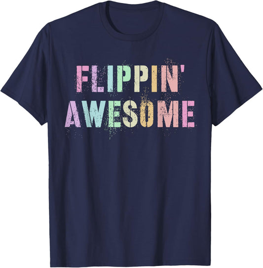 Sassy Gymnast FLIPPIN AWESOME Handstand Fitness Balance Crew T-Shirt - T-Shirt | Navy
