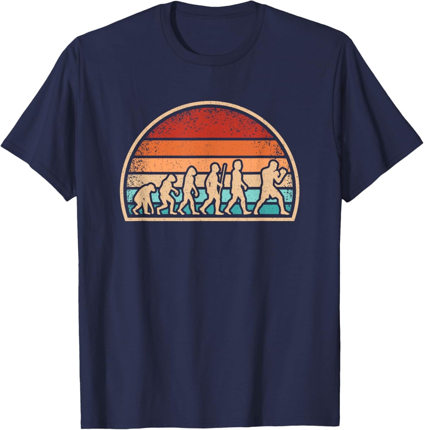 Boxing Evolution Retro Boxer Vintage Fight Sport Men Boys T-Shirt - T-Shirt | Navy