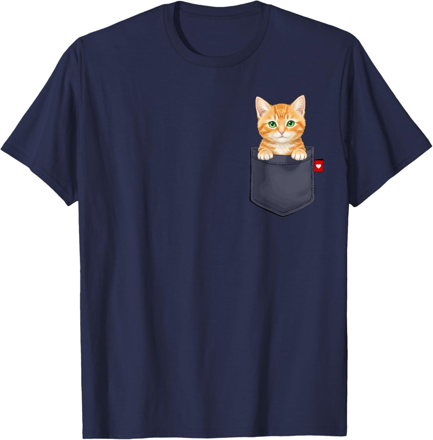 Red Cat in Pocket T-Shirt - T-Shirt | Navy