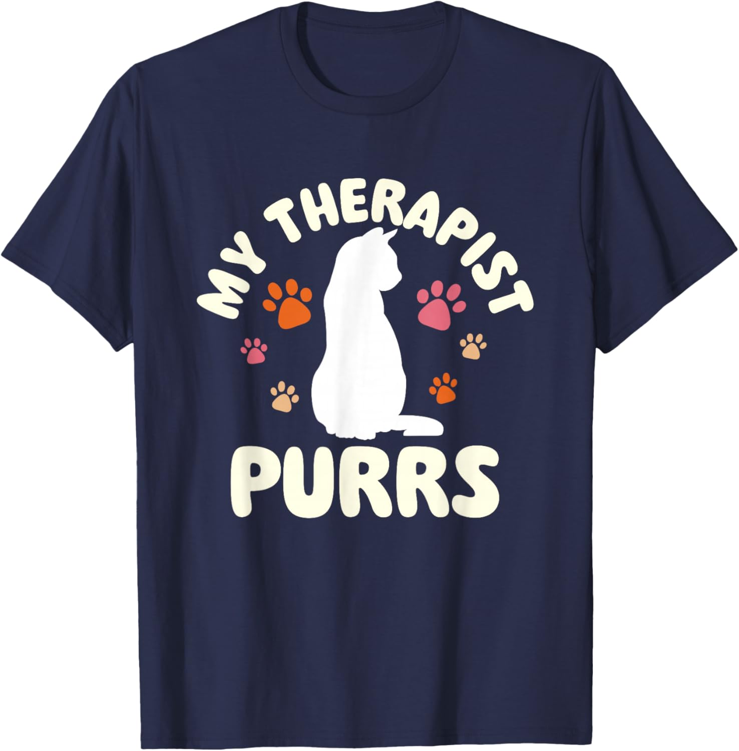 My Therapist Purrs - Cat Lover Kitten Owner Kitty Women T-Shirt - T-Shirt | Navy