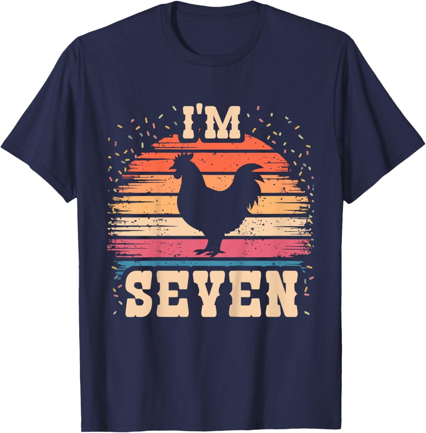 Chicken 7 Year Old Birthday Boy Girl 7th Chicken Birthday T-Shirt - T-Shirt | Navy