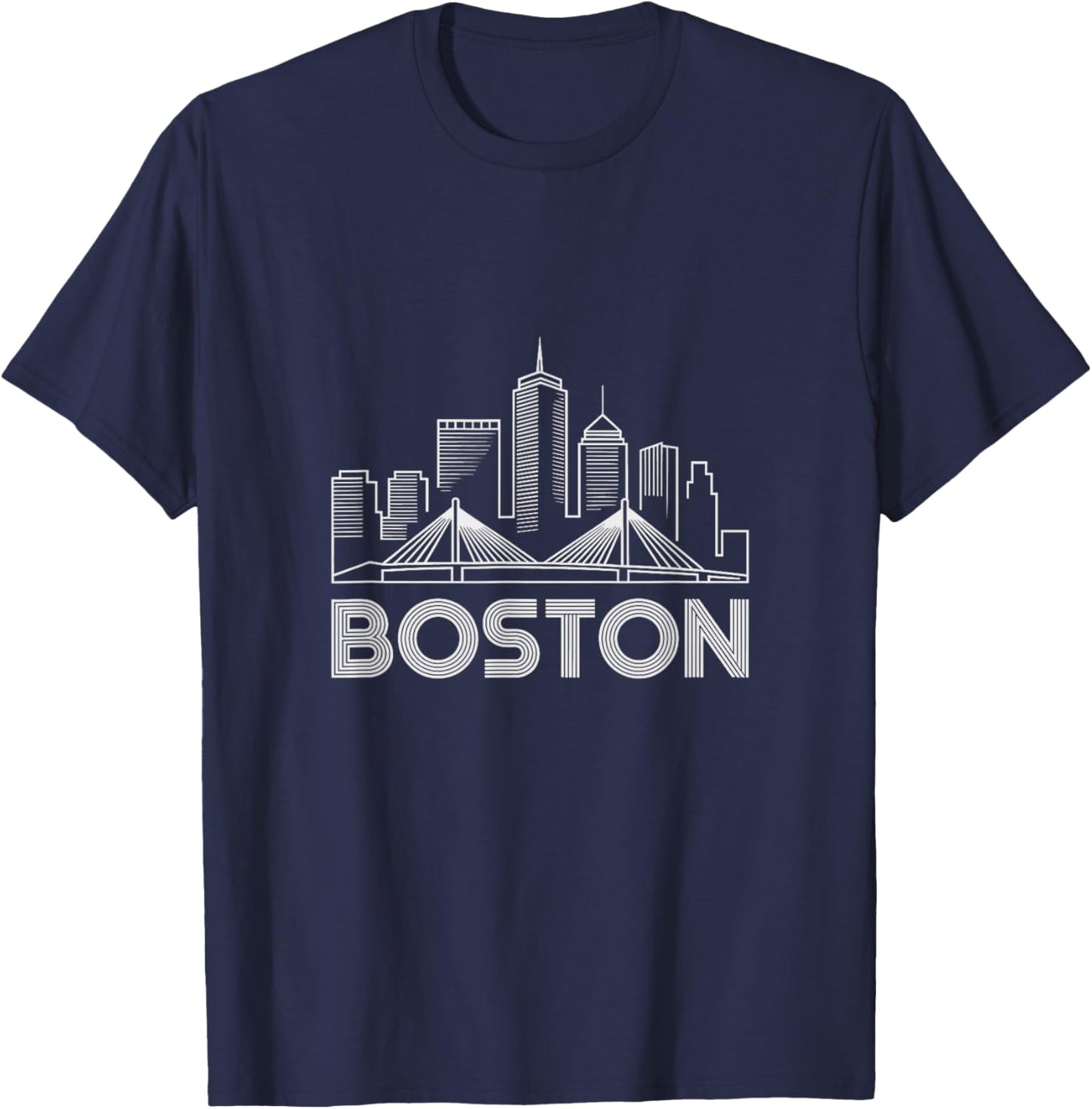 Boston Skyline Retro Vintage City Lovers T-Shirt - T-Shirt | Navy
