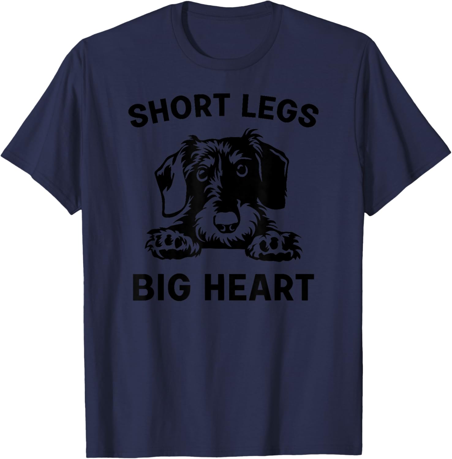 Funny Dachshund Hard Haired Short Legs Big Heart T-Shirt - T-Shirt | Navy