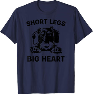 Funny Dachshund Hard Haired Short Legs Big Heart T-Shirt - T-Shirt | Navy